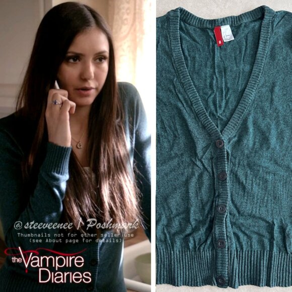 H&M Divided Green Cardigan ASO Elena Gilbert - Picture 1 of 9